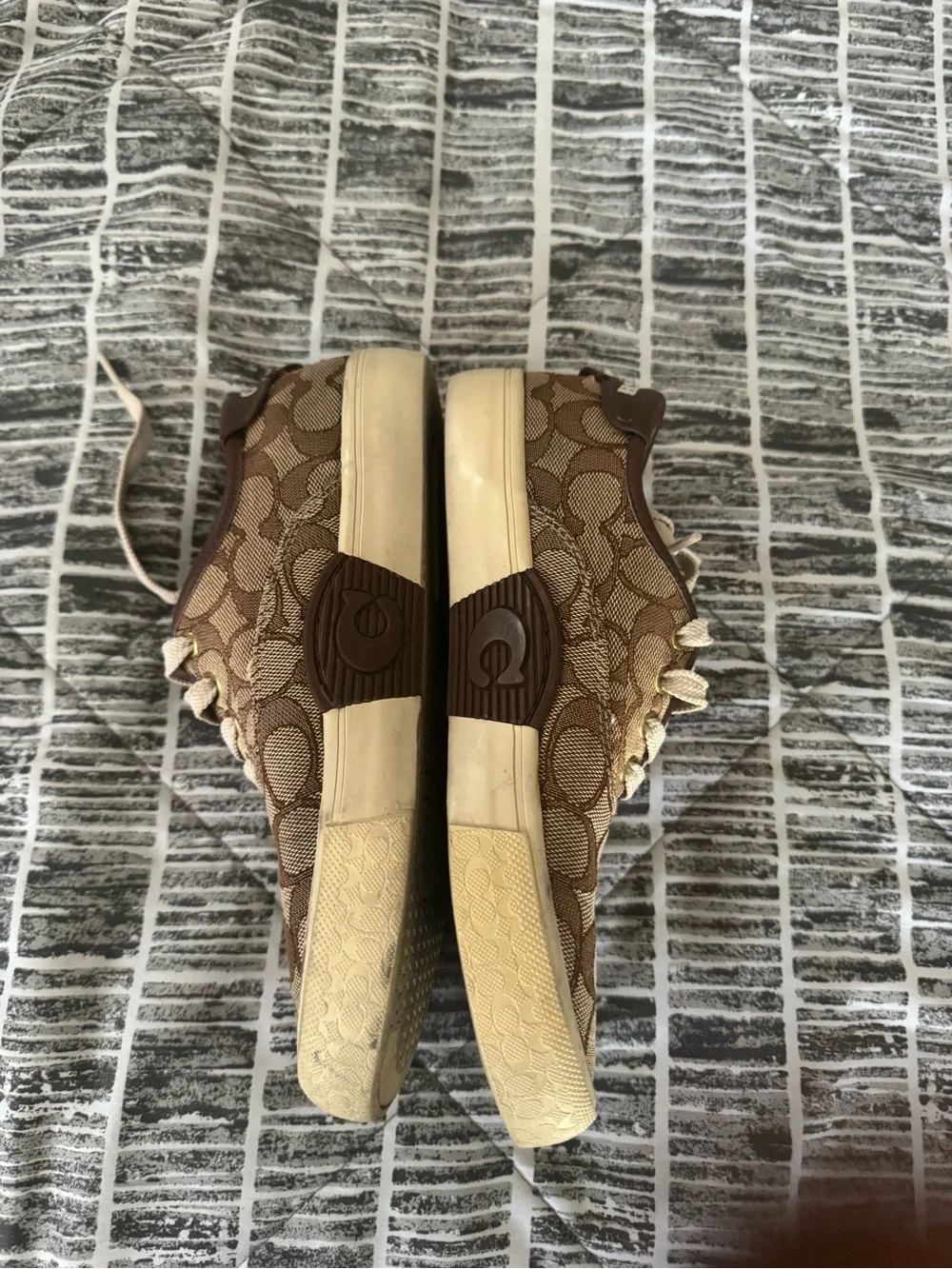 Coach Tan/Brown Monogram Lace-Up Sneakers